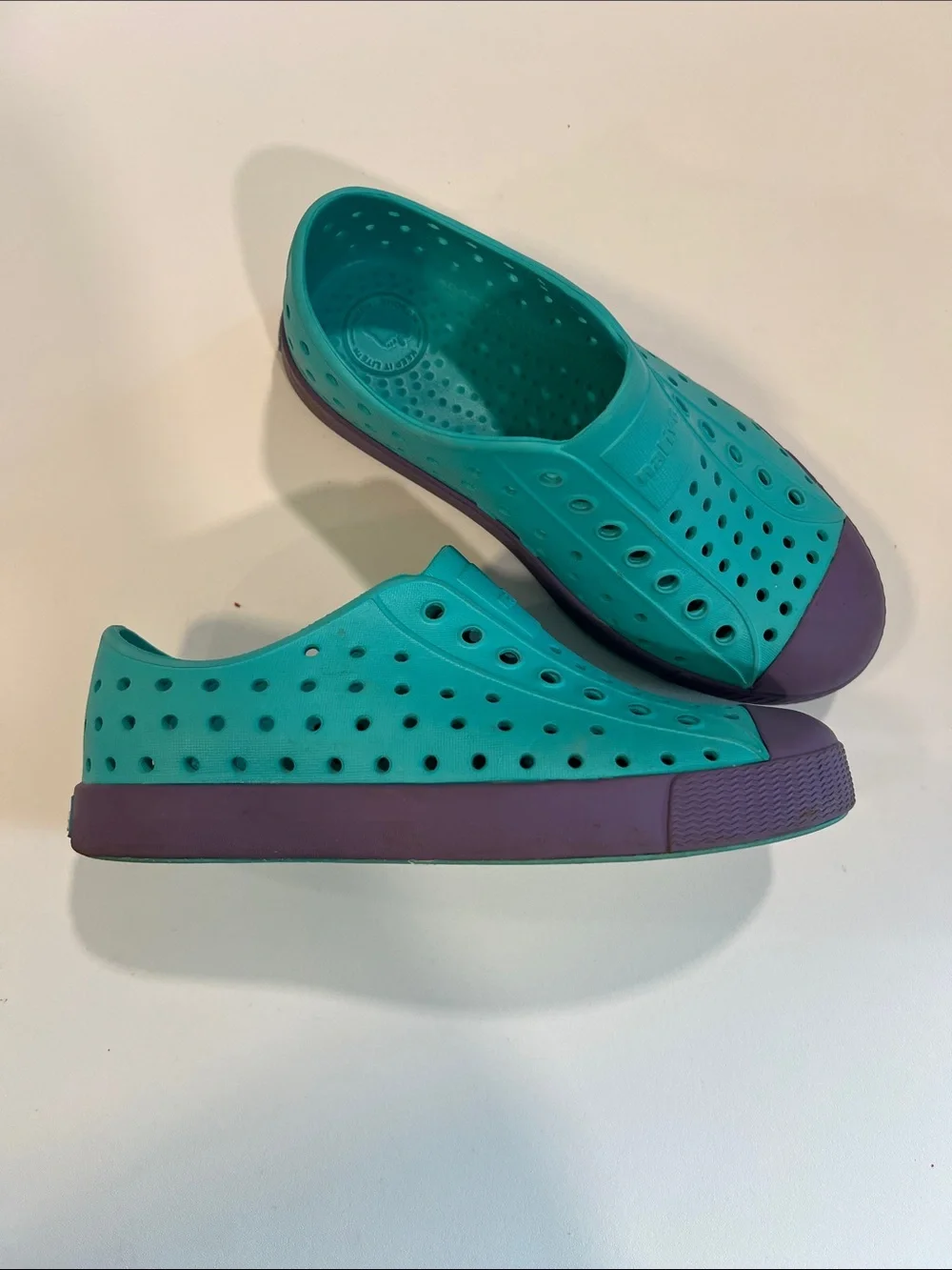 Native - Kids Slip-On Water Shoes in Teal and Purple, 13